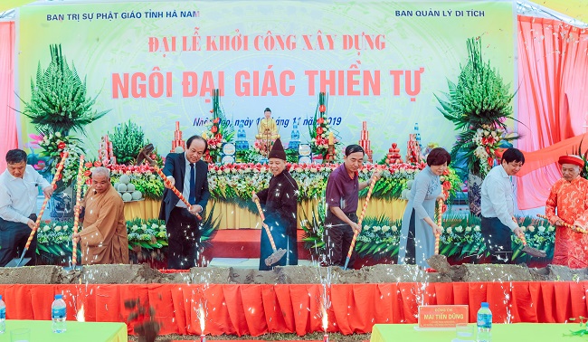 Hà Nam lễ động thổ khởi công ngôi đại giác thiền tự tại khu di tích lịch sử cấp Quốc gia đền Trần Thương